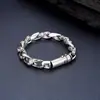 Pulsera Rugosa de Plata Tailandesa S925 Sterling Plata Hierba Tang Retro para Hombre Personalidad Segura Europea y Americana para Novio