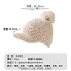 Nuevo Sombrero de Punto para Mujer de Invierno con Pico de Pato y Bola de Pelo de Conejo con Perlas, Protección para los Oídos, Caliente, Estilo Coreano, Versátil, Hace que la Cara se Vea Más Pequeña