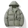 Jaqueta de Algodão com Penas Nova de Inverno Masculina, Casaco de Algodão Plus Size Solto Estilo Hong Kong, Jaqueta Puffer Juvenil com Capuz
