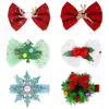 Novos Acessórios de Cabelo de Natal Grampo de Cabelo com Laço de Rede para Mulheres Decoração de Festa de Natal Grampo de Cabelo de Floco de Neve Alce Adorno de Cabeça