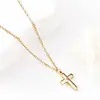 Collar Minimalista de Metal Estilo Europeo y Americano Nuevo Transfronterizo Resina Semilla de Mostaza Cruz Cruz Plana Cadena Collar de Acero Inoxidable