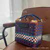 Bolso tejido hecho a mano, bolso de picnic para vacaciones para mujer, bolso tote de rayas coloridas, bolso de hombro, adecuado para ir al trabajo, ir de compras y como cesta de supermercado de gran capacidad