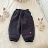 Timo chicas nuevo estilo dulce lindo pantalones de chándal cálidos con forro polar estilo coreano pantalones cónicos bordado de Mickey pantalones casuales