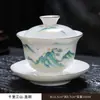 Tigela Coberta de Porcelana Branca Única Grande Xícara de Chá para Torrada Porcelana Jade Gordura de Carneiro Coberta Conjunto de Chá Sala de Chá Tigela de Chá Sancai