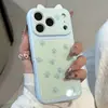 Funda de huella de pata a pantalla completa para Apple 17 Pro Max, funda acrílica con orejas de gato para 16/15, funda con ventana grande para niñas 14