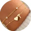 Pulsera de Corazón de Amor Transfronterizo 2025 con 26 Letras para Mujer con Circonita, Joyería Versátil en Capas, Regalo de Cumpleaños, Accesorios al por Mayor