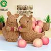 Forma de Animal Tejida de Mimbre Sintético Ardilla Grande Cesta de Almacenamiento Cesta para Snacks Madre Ardilla Ardilla Bebé Set de 2