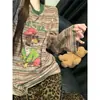 Pijama de manga comprida com estampa de personalidade preguiçosa estilo coreano para mulheres, nova coleção de outono, conjunto de roupa de casa com calça comprida estampada de leopardo, pode ser usado ao ar livre