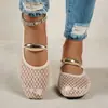 Amazon 2026 Verano Europeas y Americanas Tallas Grandes Zapatos Planos de Punta Cuadrada Malla Transpirable para Mujer Moda Zapatos Planos con Hebilla Metálica