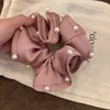 Lazo para el Cabello de Capullo de Flor de Perla, Cuerda para Moño Estilo Coreano Retro con Borde Fruncido, Cuerda para Cola de Caballo, Nuevo Accesorio para el Cabello