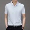 Camisa de Hombre de Manga Corta Sin Marcas Verano Nueva Seda de Hielo Media Manga de Alta Calidad Color Sólido Básica Casual de Negocios