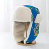 Chapéu Lei Feng Feminino Inverno Quente Protetor de Orelha Nordeste Grande Floral Algodão Chapéu Masculino Retrô Étnico Infantil Chapéu de Motociclista