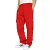 Pantalones deportivos casuales transfronterizos nuevos europeos y americanos con forro polar, tobillo atado, multibolsillos, encaje, pantalones de chándal para hombre, overol