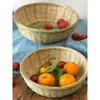 Cesta de bambu cesta de bambu com base cesta de frutas domésticas prato de frutas produtos de bambu artesanais cesta de pão cozido no vapor cesta de sobremesa cesta de bambu