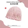 Chapéu de Tricô Handmade 3D com Lantejoulas Florais Vazados para Mulheres, Cor Sólida, Gorro Emagrecedor, Estilo Doce Cool Fashion