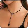 Joyería Transfronteriza Europea y Americana, Gargantilla de Flecos Góticos Retro con Gota de Sangre, Collar de Metal con Gota de Agua Dulce y Fresco de Nicho