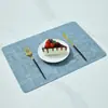 Manteles Individuales de Cuero con Patrón de Tela Estilo Nórdico para Mesa de Comedor, Manteles Aislantes para el Hogar de Doble Cara, Manteles Individuales Cuadrados Estilo Occidental para Hotel, Impermeables