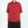 Verão 2026 Novo Estilo Estilo Chinês Jacquard Traje Tang Novo Estilo Chinês Camisa de Botão Manga Curta Tamanho Grande Top Casual Roupa Masculina