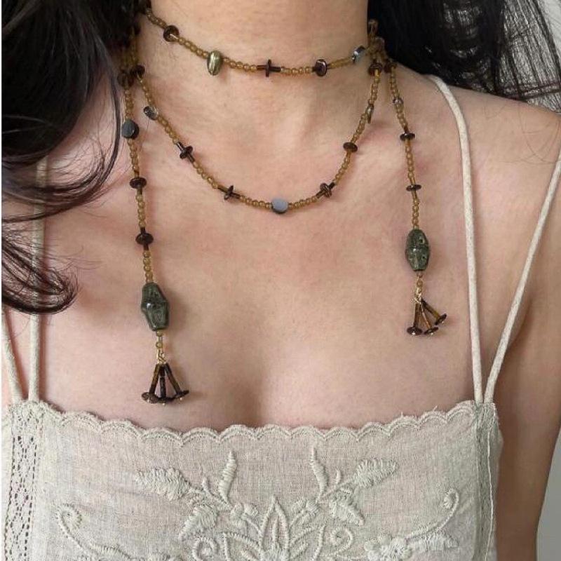 2410075 (1) 新中式彩色串珠项链复古小众设计感个性