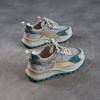 Nuevos Zapatos de Cuero Genuino Redondos Estilo Forrest Gump Primavera y Verano 2025 Zapatos de Capa Única en Color de Contraste Malla Transpirable Casual para Mujer Ligeros Zapatos Torre
