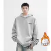 Moletom com Capuz Pesado 420g para Homens 2025 Nova Marca Tendência Solto High Street Estilo Casal Jaqueta Moletom de Manga Longa Preta