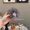 Goma para el pelo esponjosa de estampado de leopardo azul para niñas, accesorio para el pelo dulce y único para peinados de moño
