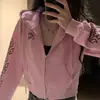 Cárdigan Corto Sudadera Estilo Gótico Retro Americano Estampado de Letras Otoño Chica Popular Casual Versátil Mangas Largas
