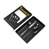 Juego de vajilla occidental de cuatro piezas con relieve de espiga de trigo de acero inoxidable, cuchillo para carne con mango creativo, tenedor y cuchara, caja de regalo navideña.