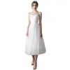 Vestido de Noiva Branco, Estilo Simples e Casual, Adequado para Mulheres Baixas, Pode Ser Usado no Dia a Dia, Sem Alças, para Registro de Casamento, Vestido de Verão