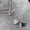 Baojia Seiko Abanico con Borla en Forma de Falda Pequeña Falda de Fritillaria Blanca Collar Falda de Múltiples Piezas Doble Capa Chapado en Oro Full Diamond Lujo Ligero