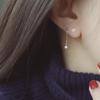 Fechar os olhos em Mini Ear Drop Elegante Longo Borla Brincos Cadeia de contas de ouro Simples Esmeralda Vermelho Zircon Brincos