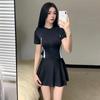 Traje de baño de una pieza para mujer, deportivo, conservador, estilo coreano, sencillo, adelgazante, ajustado, que cubre el vientre, traje de baño profesional de aguas termales para mujer