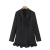 Comércio Exterior Transfronteiriço Roupas Femininas Outono 2025 Estilo Europeu e Americano Blazer Jaqueta Riscada Fina de Manga Longa com Babados para Mulheres C525073