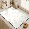 Tapete Drenante de Mármol para Cocina Tapete Secador de Vajilla para Mesa Posavasos Tapete Absorbente para Encimera Tapete de Mesa No Lavable Limpiable a Prueba de Aceite