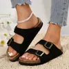 Chinelos de Solado Macio e Grosso, Nova Fivela de Cinto Retrô, Sapatos Birkenstock Versáteis, Sandálias e Chinelos para Mulheres, Uso Casual
