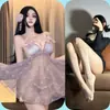 Roupa Íntima Sexy Desejo Puro Gancho Aberto Não Precisa Tirar Laço Pérola Suspensório Camisola Transparente Desejo Puro Renda Borboleta Conjunto