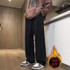 Calça Casual Estilo Americano com Forro de Lã para Homens, Calça Esportiva Tamanho Grande Outono e Inverno 2026, Calça de Marca Tendência Solta com Caimento Largo
