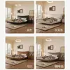 Cama de arte de cuero suave para dormitorio 1.8m Cama doble para dormitorio principal 1.5m Cama alta con almacenamiento en cajones cama moderna minimalista de cuero Napa