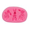 Três coelhos desenhos animados Tridimensional líquido silicone molde açúcar coelho branco paraíso DIY ferramenta de modelagem de argila macia
