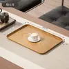 Bandeja imitación madera, bandeja de té rectangular retro estilo chino nuevo, bandeja para servir, bandeja de almacenamiento para juego de té de café, postre, bocadillos