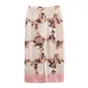 Comércio Exterior Atacado Moda Feminina Estilo Europeu e Americano Versátil Estampada Efeito Amassado Saia Midi