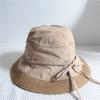 Nuevo Sombrero de Pescador de Paja Fina Trenzada con Costuras de Algodón y Lino Japonés para Mujer Verano Transpirable Parasol Protector Solar Sombrero de Cubeta Recto Moderno