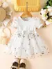 Vestidos para Niñas 2025 Verano Nuevo Estilo Bebé Niña Elegante Vestido de Princesa de Manga Corta Niña Super Hada Falda de Gasa Esponjosa