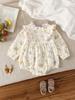 Mono con Capucha de Manga Larga Estilo Princesa para Bebé Niña, Floral Pastoral de Primavera y Otoño, Ropa Exterior Súper Linda