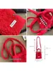 Bolsa de Celular Transversal com Lantejoulas e Pelúcia Bolsa de Natal Combinando Estilo Coreano Bolsa de Mão Vermelha de Ano Novo Bolsa Transversal para Celular Pai-Filho para Mulheres