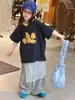 Nova Camisa Infantil de Manga Curta Estilo Coreano Verão 2026 com Gola de Cor Contrastante para Meninos e Meninas
