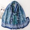 Cachecol para Mulheres Outono e Inverno Estilo Coreano e Japonês Moda Celebridade Estampa Paisley Cachecol de Seda Longo Xale de Viagem para Mulheres