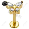 Piercing labial de aleación de titanio G23 con forma de estrella y circonita marquesa, joyería de piercing corporal estilo ear cuff de mariposa niche