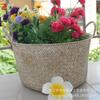 TDL10E Cesta de Algas Marinhas Trançadas Alça para Utensílios Domésticos Caixa de Armazenamento de Cosméticos Vaso de Flores de Grama Binaural
