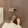 Sapatos Birkenstock Redondos de Velcro Cinza Lã com Forro de Fleece para Mulheres, Adequados para Uso Externo no Outono e Inverno, Mocassins Mary Jane Quentinhos